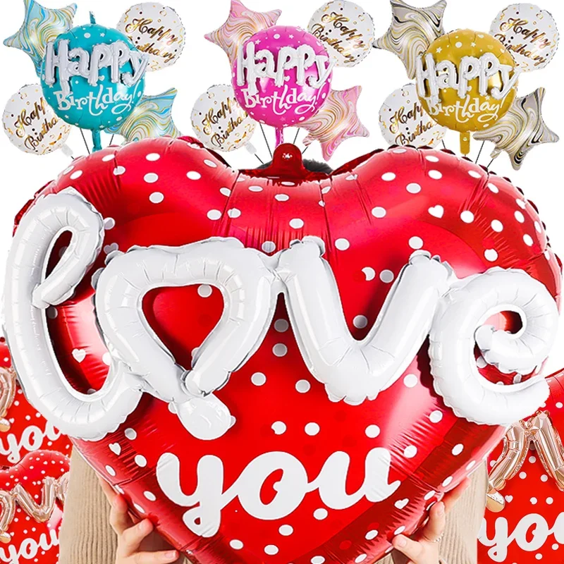 

Фольгированные воздушные шары Love You в форме сердца, украшение для свадьбы, дня рождения, воздушные шары из алюминиевой пленки, подарки на день Святого Валентина, шары