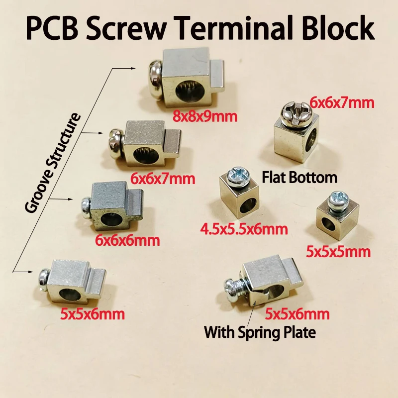 10/20PCS PCB  Screw Terminal Block Square Copper Terminal  Multiple Sizes Available  4.5x5.5x6 5x5x5 5x5x6 6x6x6 6x6x7 8x8x9