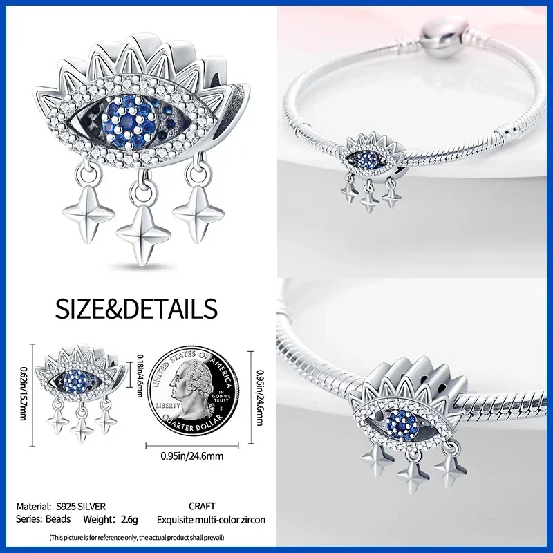 100% echte Sterling Silber klassische Teufels auge Charms Perlen für Frauen passen original Pandora Armbänder feine DIY Schmuck herstellung