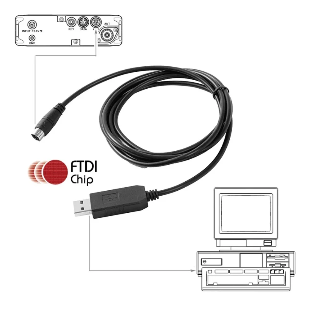 CT-62 CAT Interface Programming Cable with FTDI FT232RL USB TTL to 8pin Mini Din for Yaesu FT-857 FT-857D FT-897 FT-897D FT-100