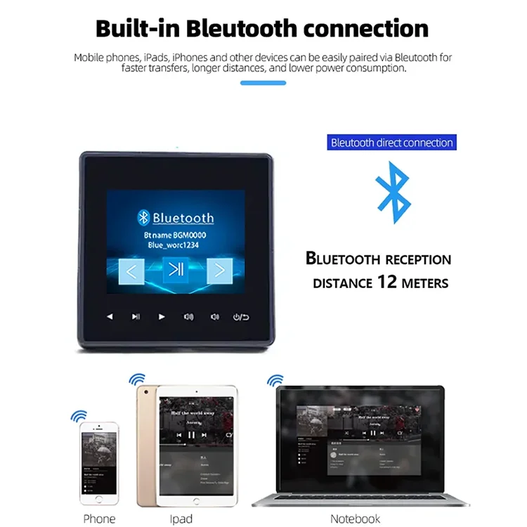 

Home Bluetooth Wall Amplifier Background Music Host Control System Mini Touch Key Ceiling Speaker Audio Panel U Disk And TF Card