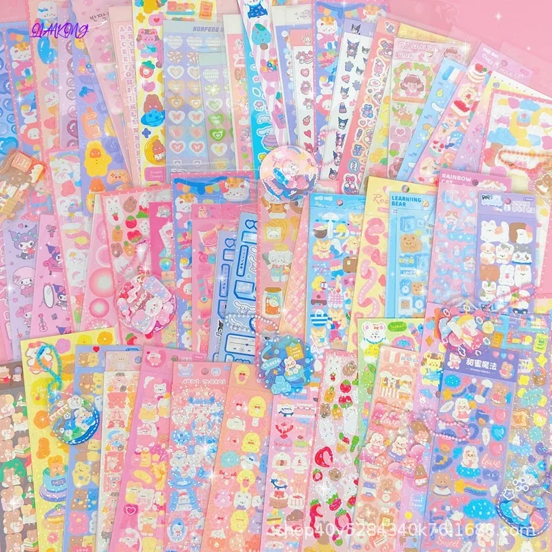 

50Pcs Kawaii Stickers Scrapbooking Diy Journal Stationery Sticker Sheet Cute Deco Gift korean stationery thank you stickers