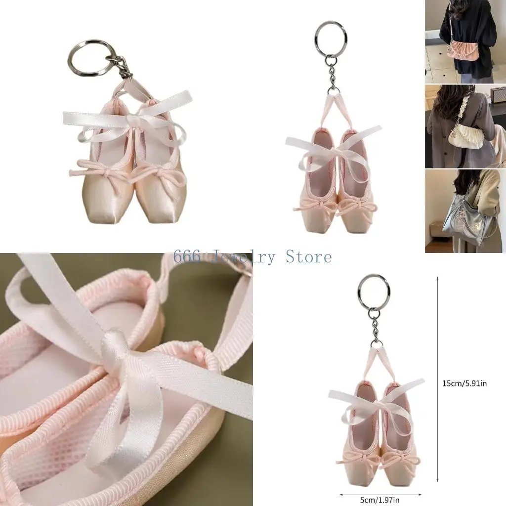 

F2TD Ballet Shoes Charm Keychains Sweet Cute Pendant Car Keyring Backpack Decoration Fashion Jewelry for Women Girls