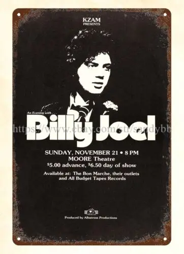 indoor bedroom design 1976 Billy Joel Seattle WA Concert Poster metal tin sign