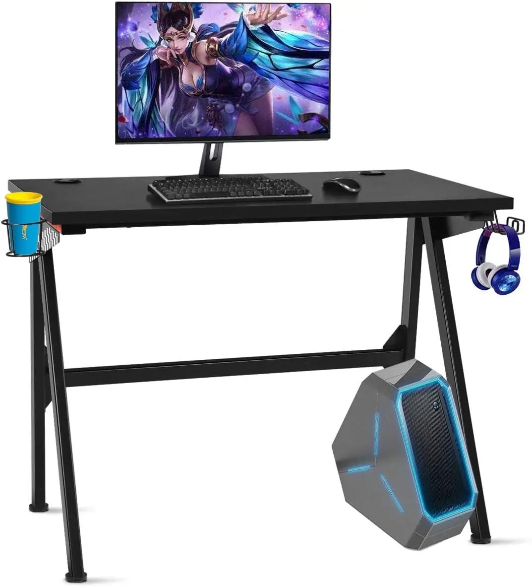 Powerstone Gaming Desk 40 Inch Pc Computer Desk Ergonomic Racing Gaming Table Gamer Workstation With Cup Holder Headphone Hook