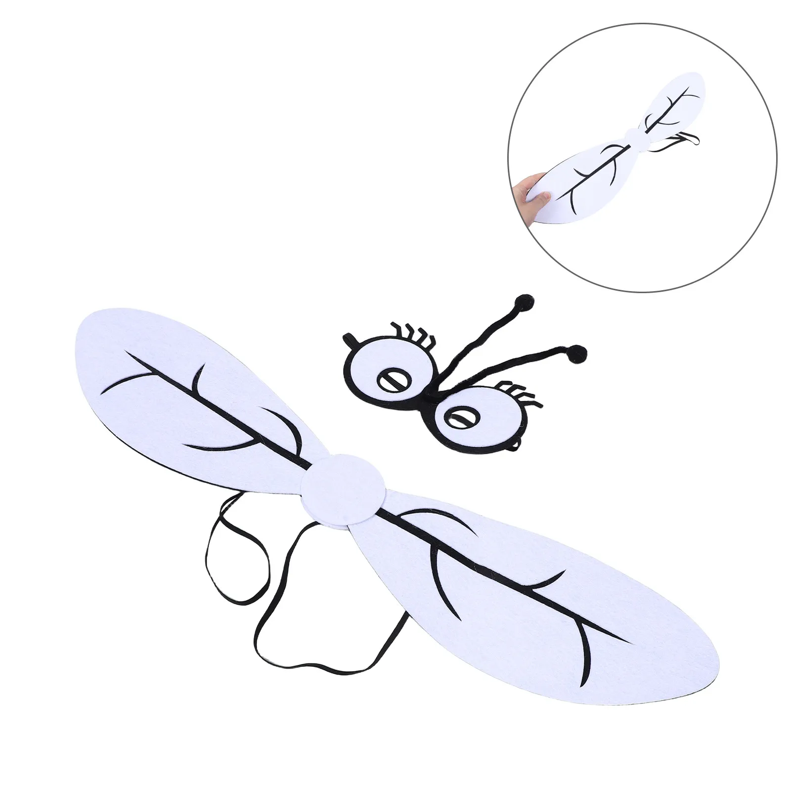 

1Set Mosquito Wing Party Costume Felt Mosquito Mask Lightweight Halloween Cosplay Set Wings Prop for Stage Performance