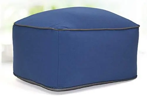 

Ottoman Pouf Small Bench Seat Foot Stool for Bean Bag, Chair, Couch Foot-Rest, Soft Fabric Washable Cover, Blue Cat bed mat