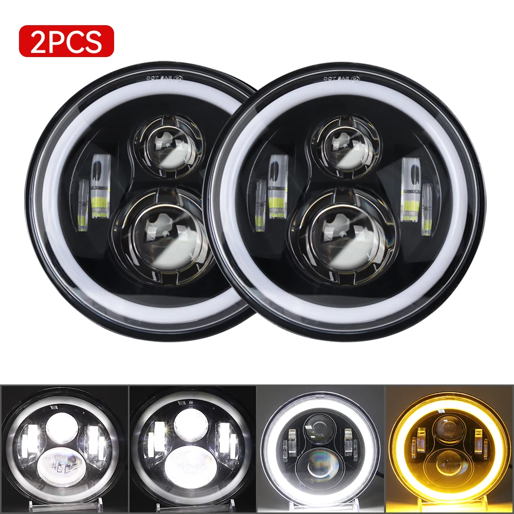 2 stuks 7 Inch Ronde LED Koplamp Auto Accessoires Voor Wrangler JK TJ Voor Hummer H1 H2 Voor Suzuki samurai Lada 4x4 urban Niva