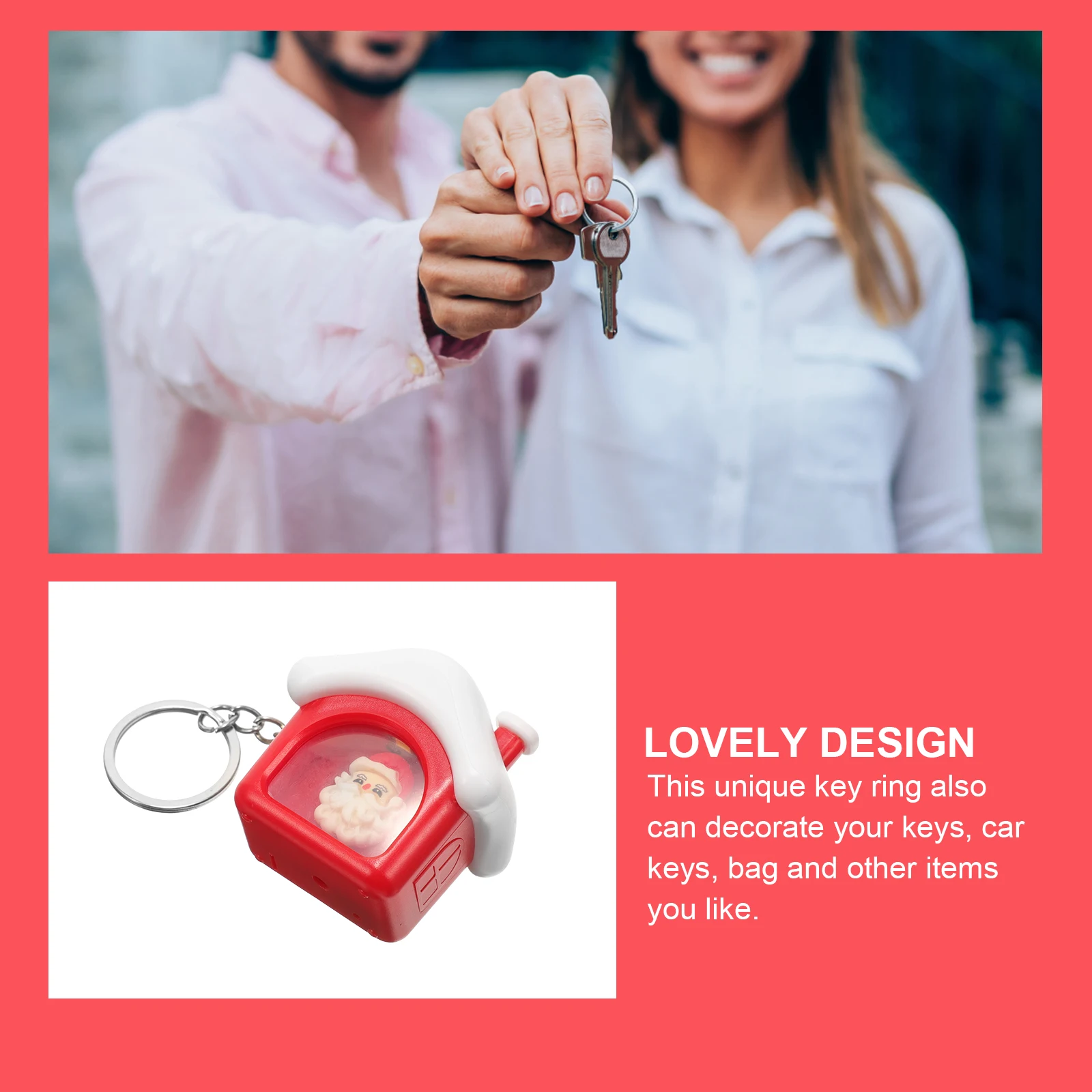 

Christmas Santa House Keychain Light Music Pendant Key Ring For Car Bag Backpack Purse Handbag Charm Xmas Party Decor Gift