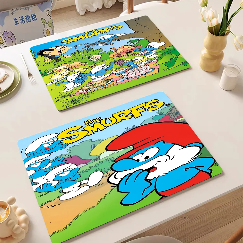 

Cartoon The S-Smurfs Coffee Cup Ironing Mat Modern Art Texture Drying Mat Kitchen Counter Coffee Bar Drain Mat