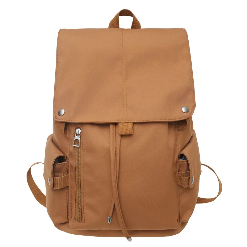 New Solid Color Computer Backpack Male College Style College Student Flip Bag High School Student Campus Backpack Female