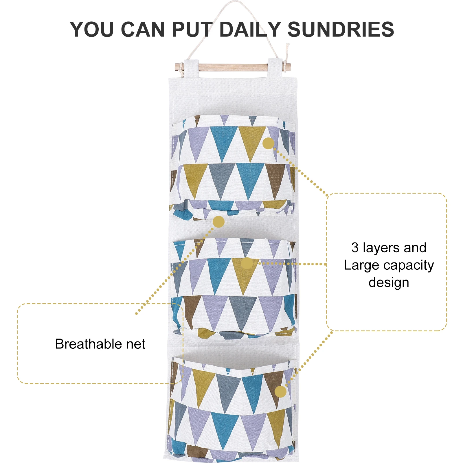 

1 set Cotton Linen Hanging Bag Waterproof Wall Mounted Organizer Dustproof Wall-Hanging Door Back Pouch Wall Storage Bag