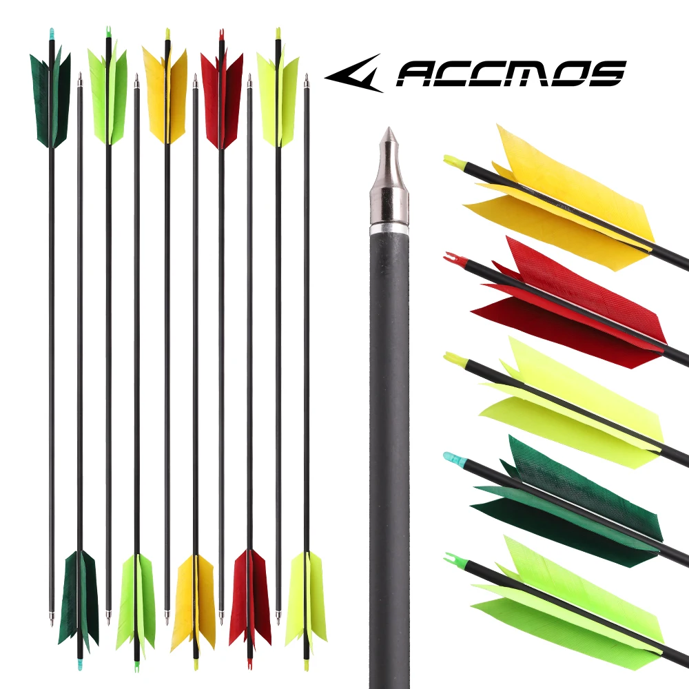 

6/12pcs Archery mix Carbon Arrows 4" Turkey Feather Arrow 30" Hunting Target Shooting Accessorie