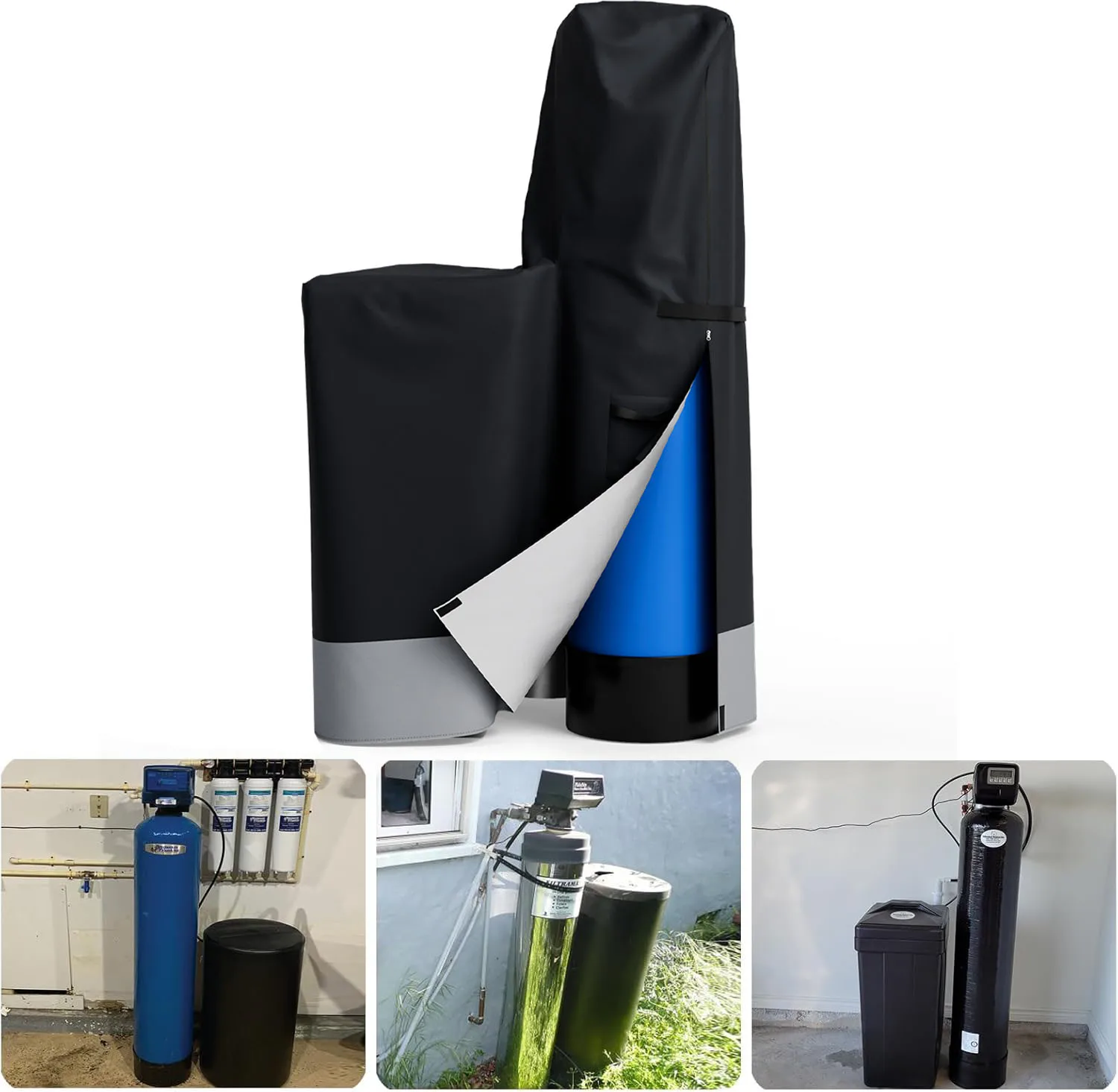 

All Outdoor Water Softener System Cover, Waterproof UV Resistant & Tear Proof Filter Tank Cover Durable with Handle Split Zipper