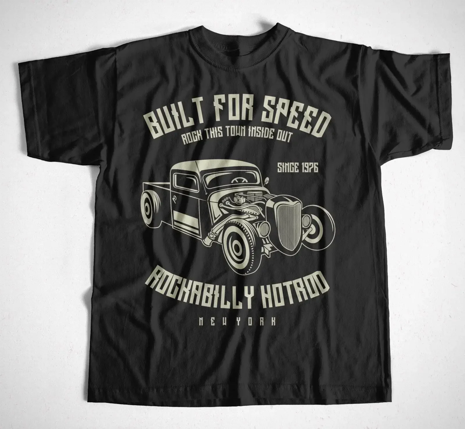 Newest Men'S Fashion  T-Shirt Built For Speed S-Xxl Oldtimer Rennfahrer Mechaniker V8 Hotrod Pickup Summer Style
