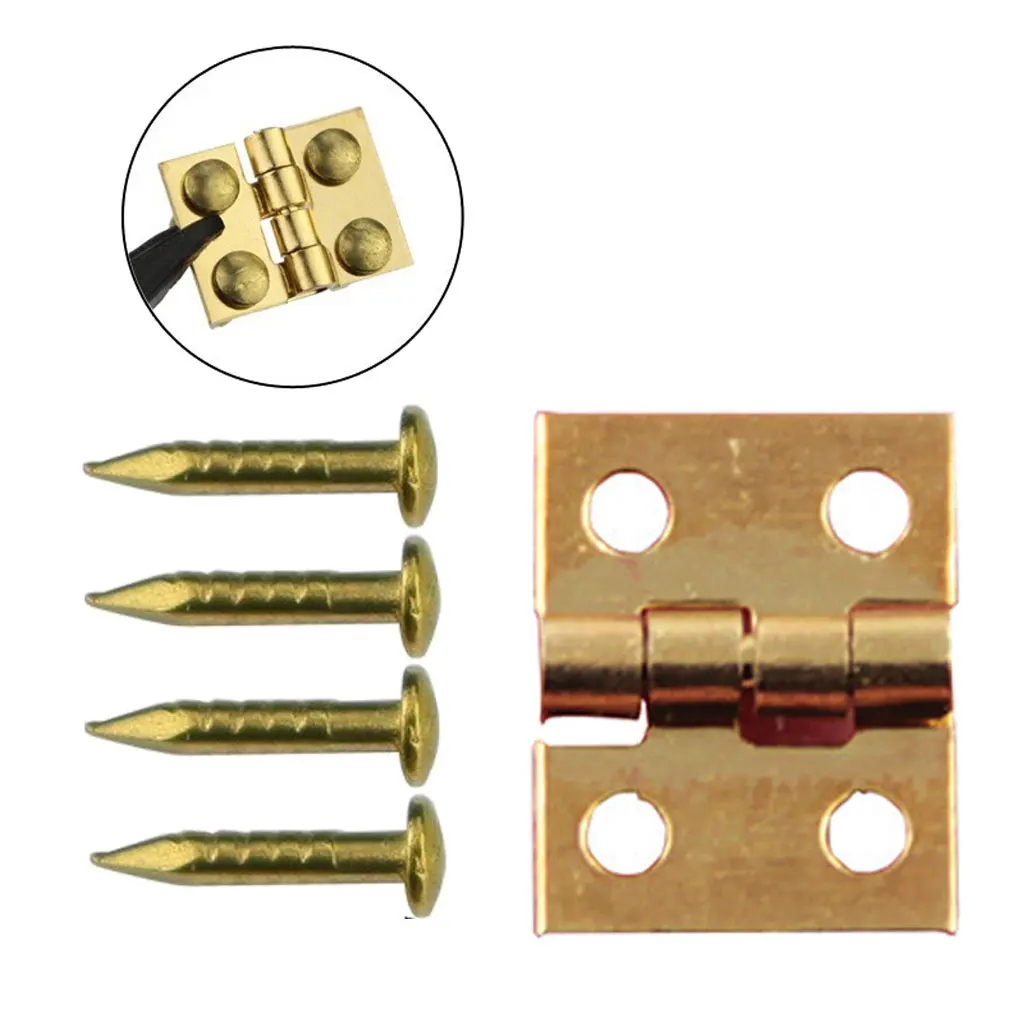 50 Pcs Copper Small Folding Hinge Light Duty for Dollhouse Door Cabinet Wooden Jewelry Box Furniture Crafts