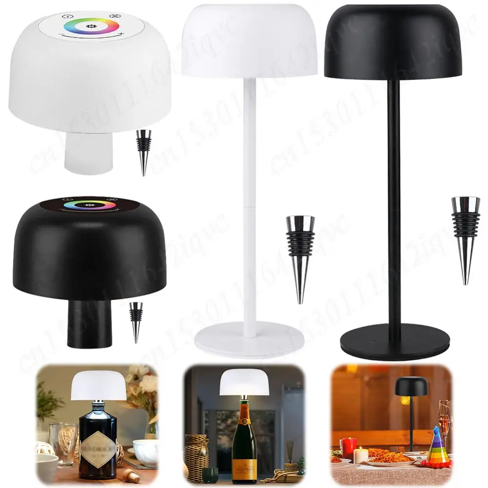 Wireless Bottle Lamp Cordless Mushroom Lamp 3000-6000K LED Wine Bottle Light Rechargeable Timing Portable Cordless Table Lamp