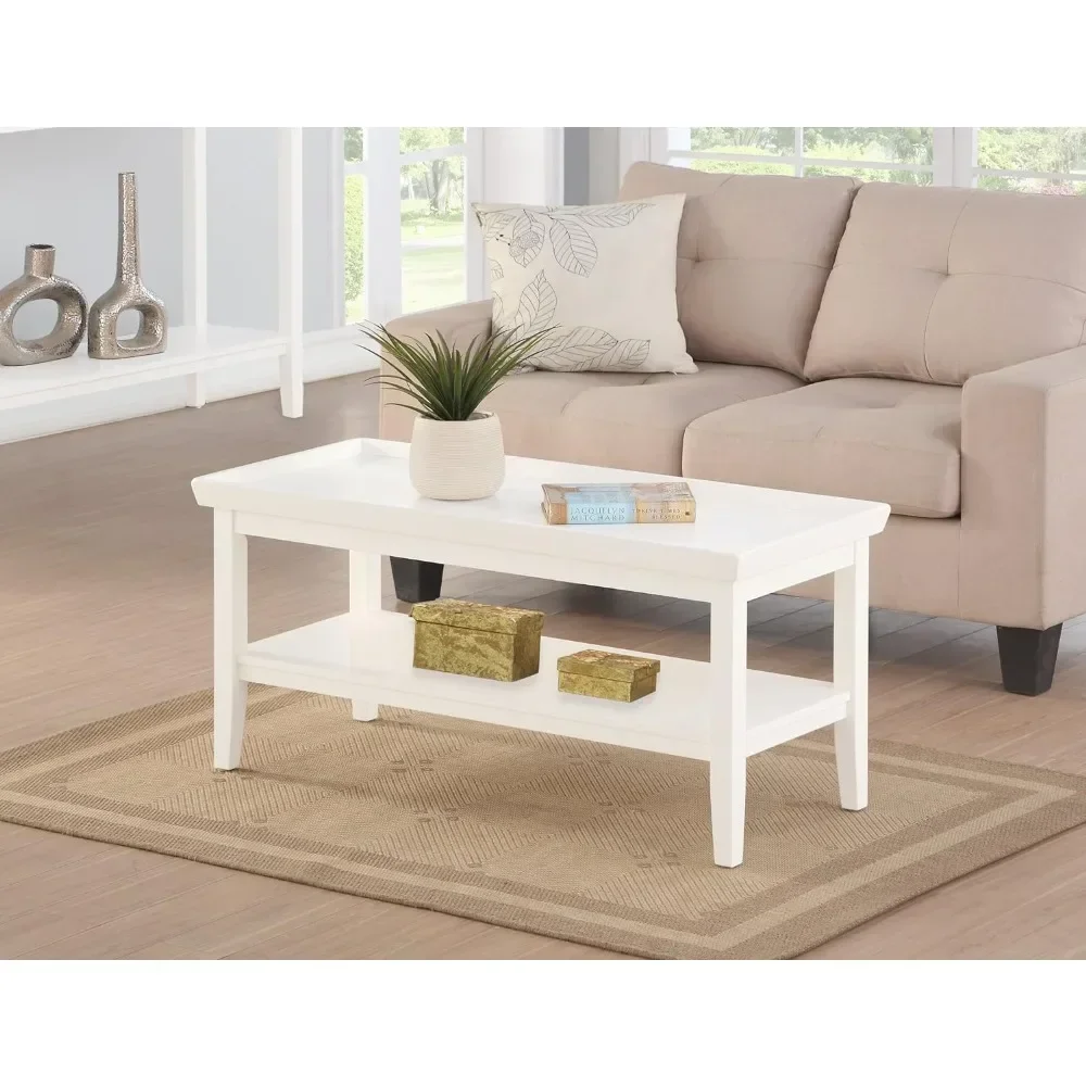 

S Ledgewood Coffee Table With Shelf Service Tables Basses White Coffe Tables for Living Room Furniture Hidden Storage Furnitures