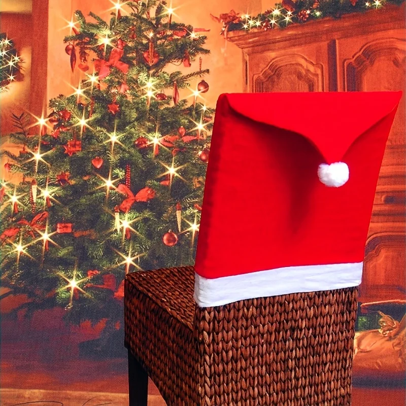 1pc Disposable Decorative Supplies Christmas Red Chair Cover