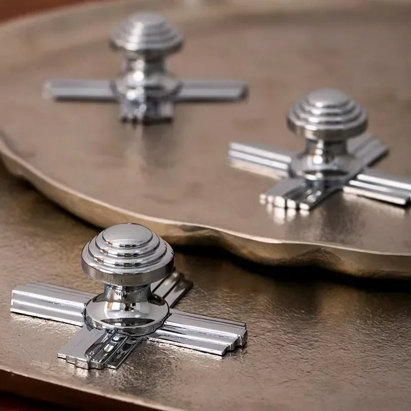 Silver Hardware Furniture Handle Flat Panel Door Brass SingleHole Kitchen Wardrobe Shoe Cabinet Drawer BedroomPull Creative Knob