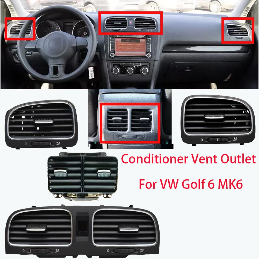 

Вентиляционные решетки передней панели LINGJIE черного цвета для кондиционера, для VW Golf 6 MK6 5K0819728 5K0819703 5K0819704