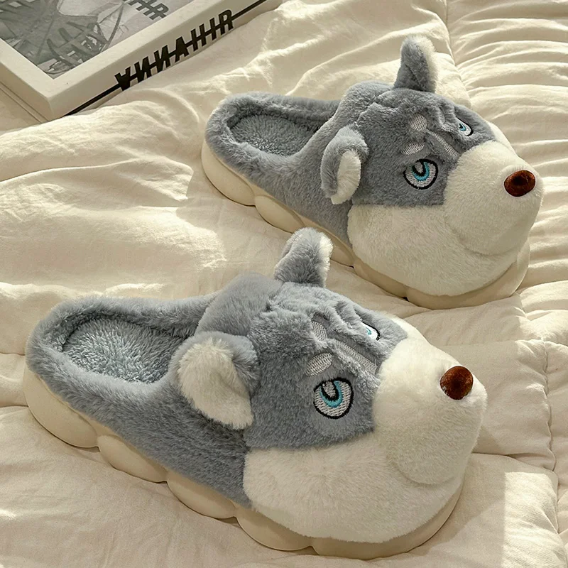 Winter Men Warm Slippers Lightness Leisure Couples Non-slip Indoor Home Shoes Flats Indoor Plush Casual Shoes Halloween Light