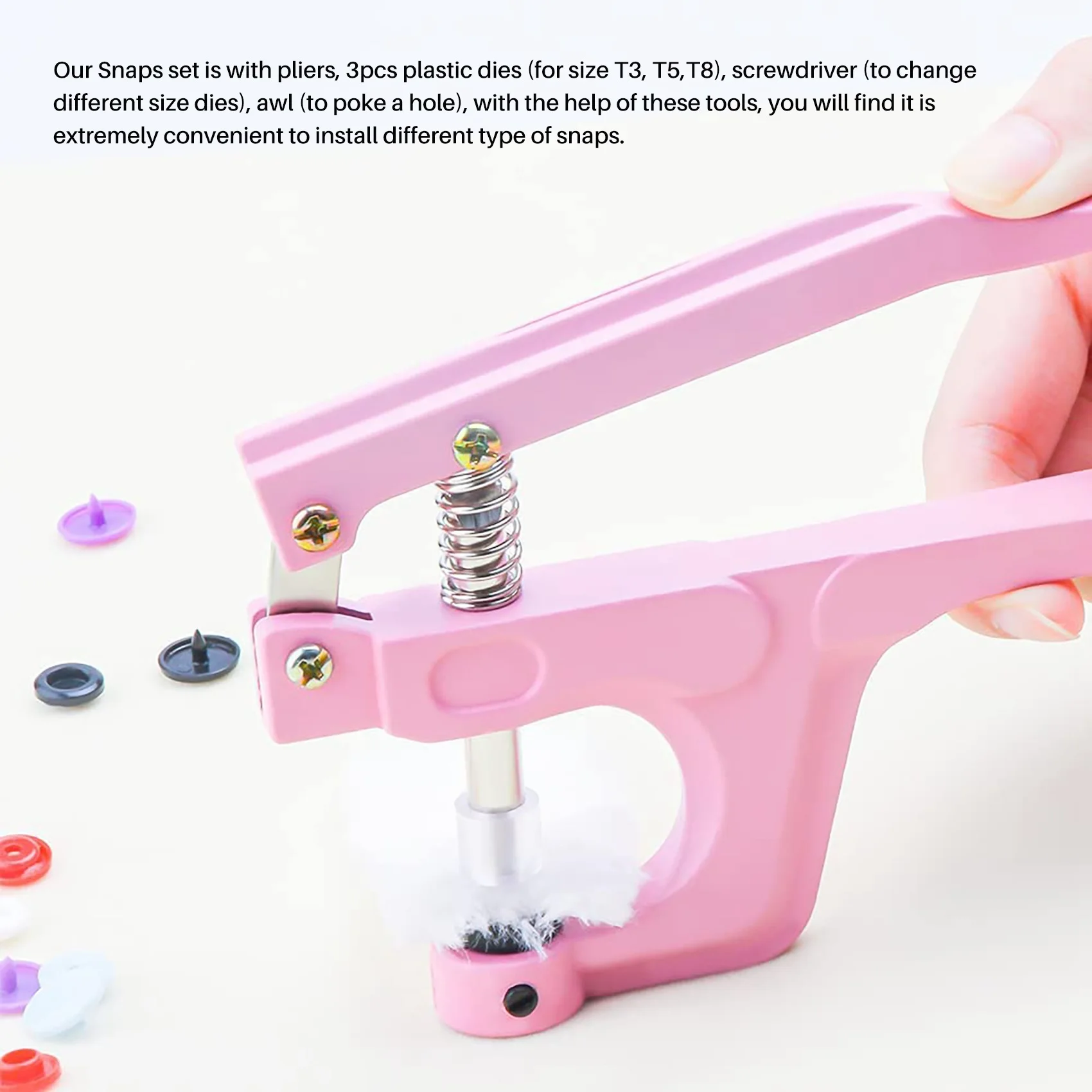 ABQR Kit de fixations à pression, boutons à pression T5 avec kit d'outils d'installation boutons-pression en plastique colorés pour la couture et l'artisanat de vêtements