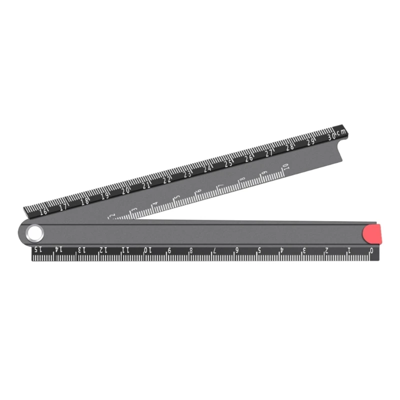 90° Aluminum Alloy Metal Foldable Ruler 0-300mm Folding Simple Design Stationery