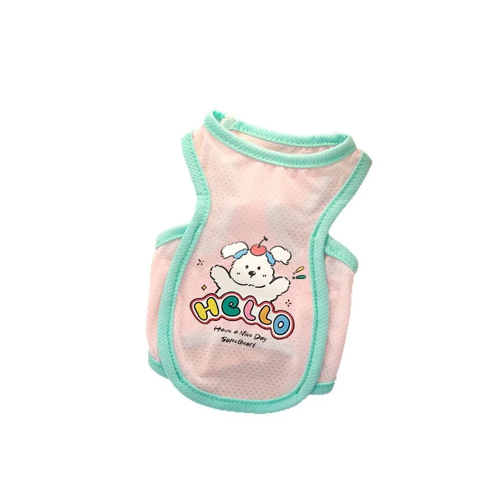 Pet Cat and Dog Outdoor Vest Cute Cartoon Pattern Teddy Bear Summer Cool Clothes Ice Silk Breathable Clothes view 4