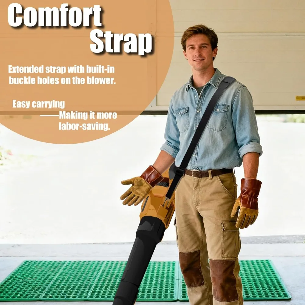 منفاخ أوراق شجر لاسلكي عالي الطاقة يعمل ببطارية توربو مع بطارية 21 فولت 2X3.0Ah وشاحن 650CFM 120MPH Electric Sm