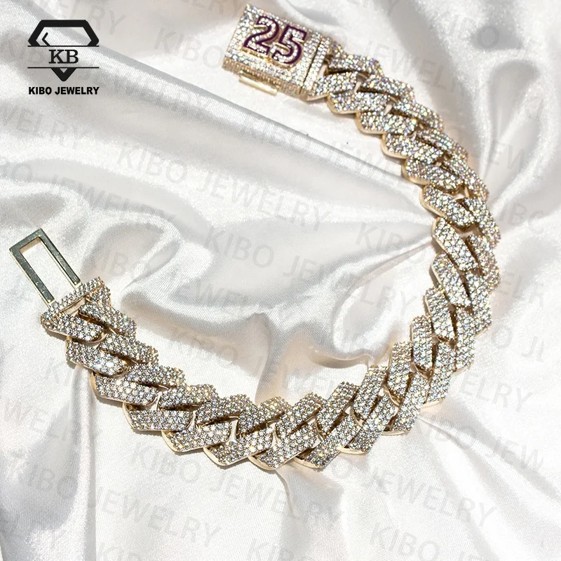 Customized Lock Hip Hop Jewelry Vvs Moissanite Diamond Iced Out Cuban Link Bracelet Men