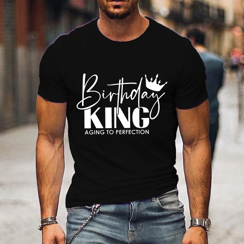 Birthday King Aging To Perfection/wife of The Birthday King T-shirt Wife and Hubs Matching Clothing Married Couples Fashion Tee