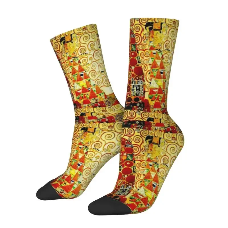 Novelty Men's The Tree Of Life By Gustav Klimt Dress Socks Hip Hop Warm Breathable 3D Print Painting Art Crazy Crew Socks