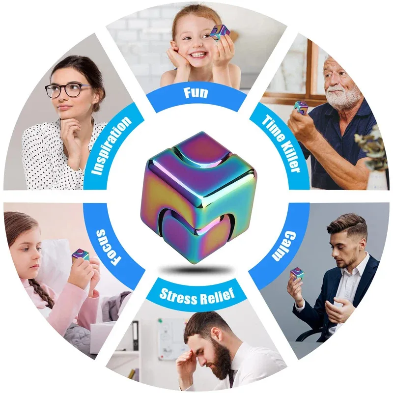 Metalen Kubus Spinner Fidget Speelgoed Vingertoppen 3D Puzzel Gyro Gear Zintuiglijke Anti Stress Educatieve Spelletjes voor Kinderen Volwassenen