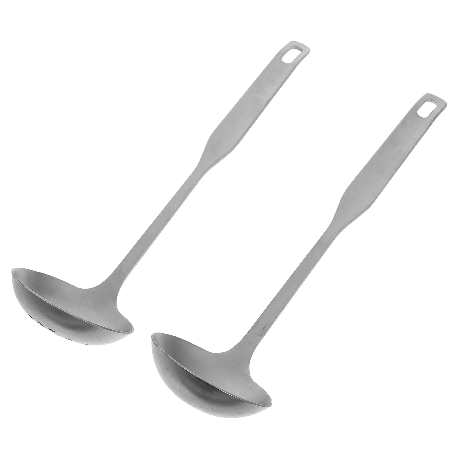 

2Pcs Stainless Steel Hot Pot Spoon Set Vintage Style Thickened Long Handle Soup Ladle Skimmer Strainer Kitchen Accessory
