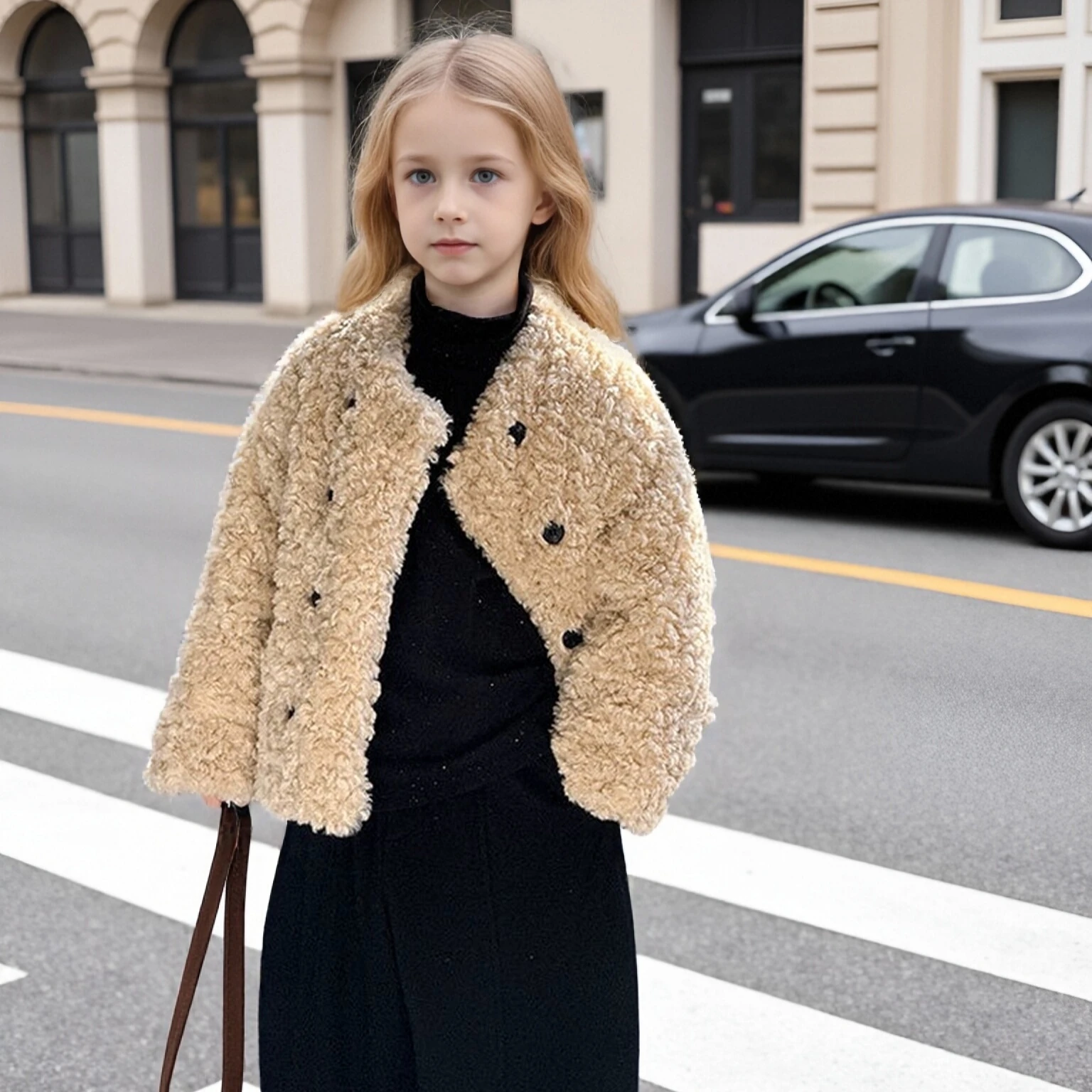 

Boys Girls Winter Lamb Wool Jacket Fleece Lined Coat Stylish Warm Outerwear for Kids Trendy Versatile New Year Children Tops