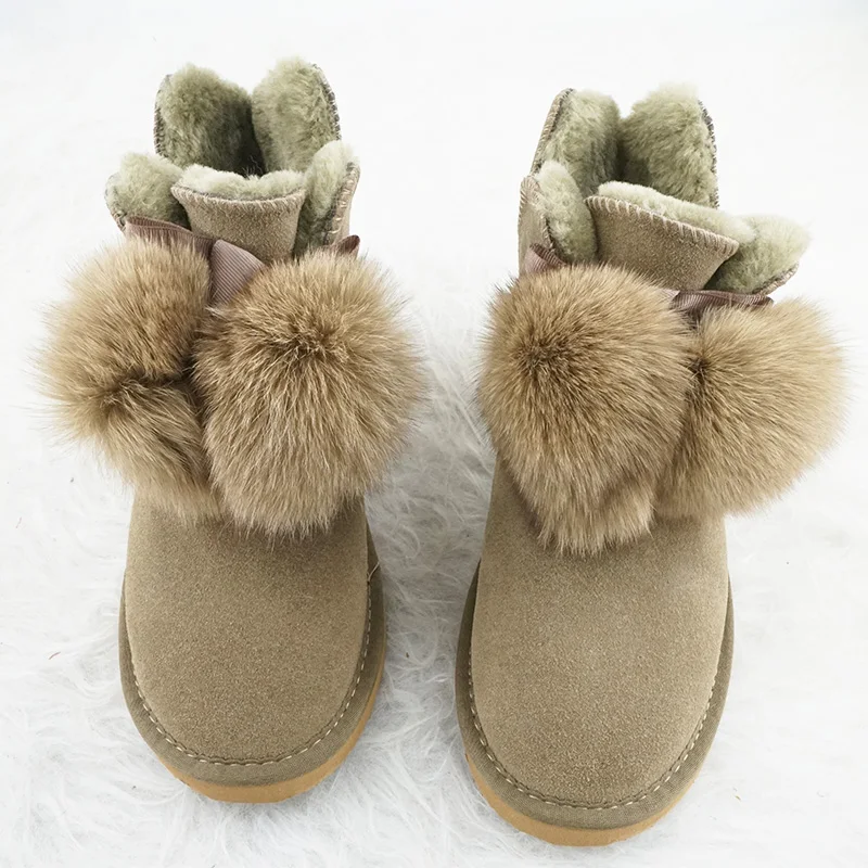 

Women Shoes High Quality Cheap 2025 Cowskin Ankle Solid Color Classic Woman Snow Boots Warm Women's Winter Boots