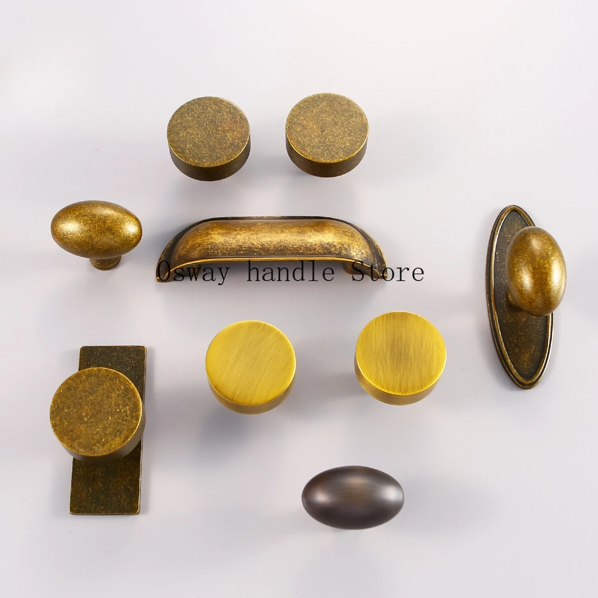 Old Antique Shell Handle Brass Furniture Wardrobe Cabinet Door Classic French Oval Handle