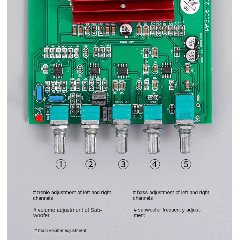 DP1 TPA3116D2 2.1 Digital Amplifier Board 50W * 2+100W Subwoofer Bluetooth 5.0