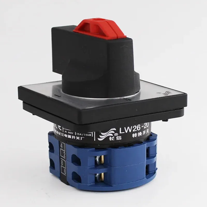 LW26-20 C04/2 Universal Rotary Cam Switch Single Push Padlock Power Cut Off 20A 690V Main Control Motor Silver Contact