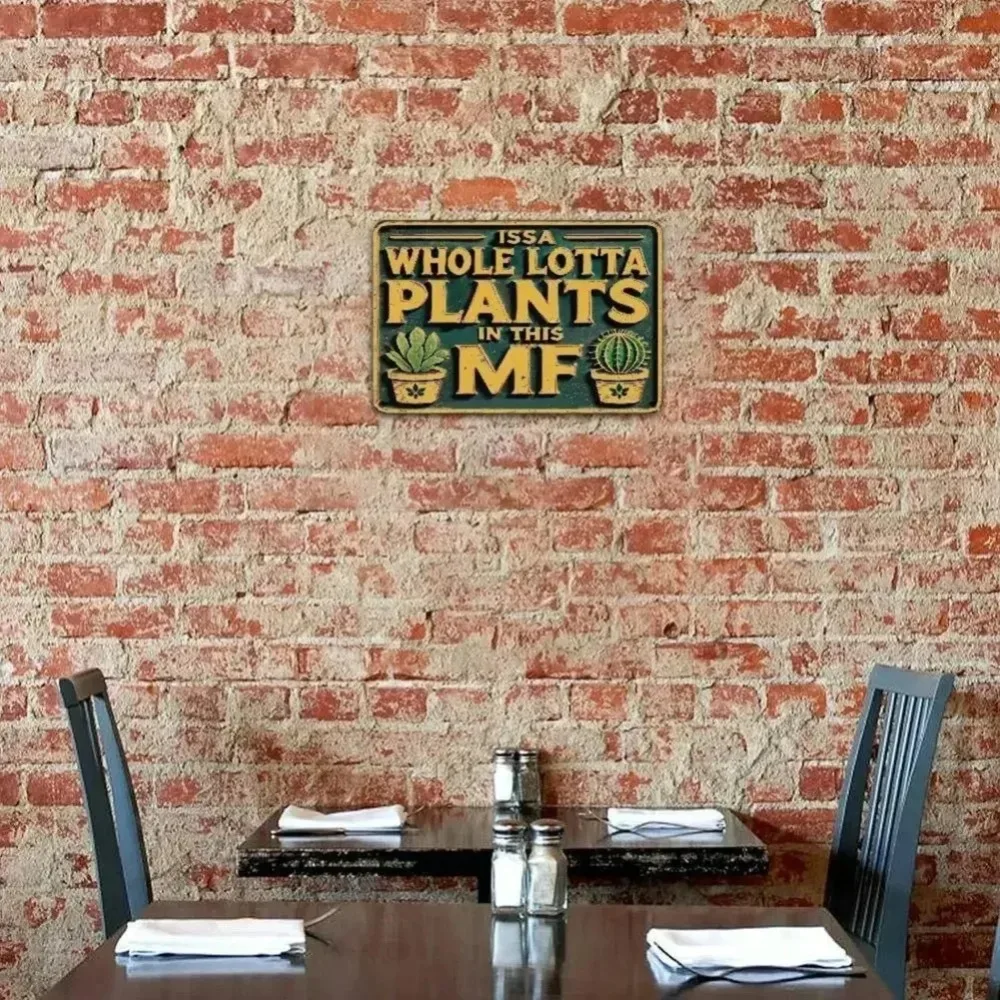 لافتة معدنية عتيقة "ICSA HOLE LOTTA PLANTS IN This MF" - ديكور معلق على الحائط متعدد الوظائف لغرفة النباتات والفناء والمنزل