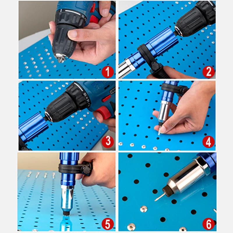 2.4mm-4.8mm Electric Rivet Gun Adapter, Home Cordless Riveting Tool, Insert Nut Pull Riveting Tool, Suitable For Electric Drills