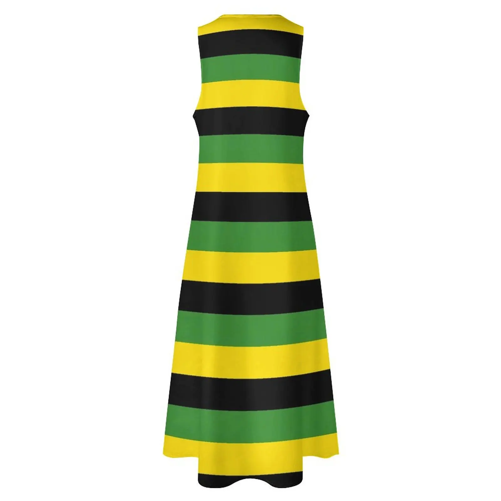 Jamaica Flag Dress Black Yellow Green Stripes Elegant Maxi Dress Street Fashion Bohemia Long Dresses Female Oversized Vestidos