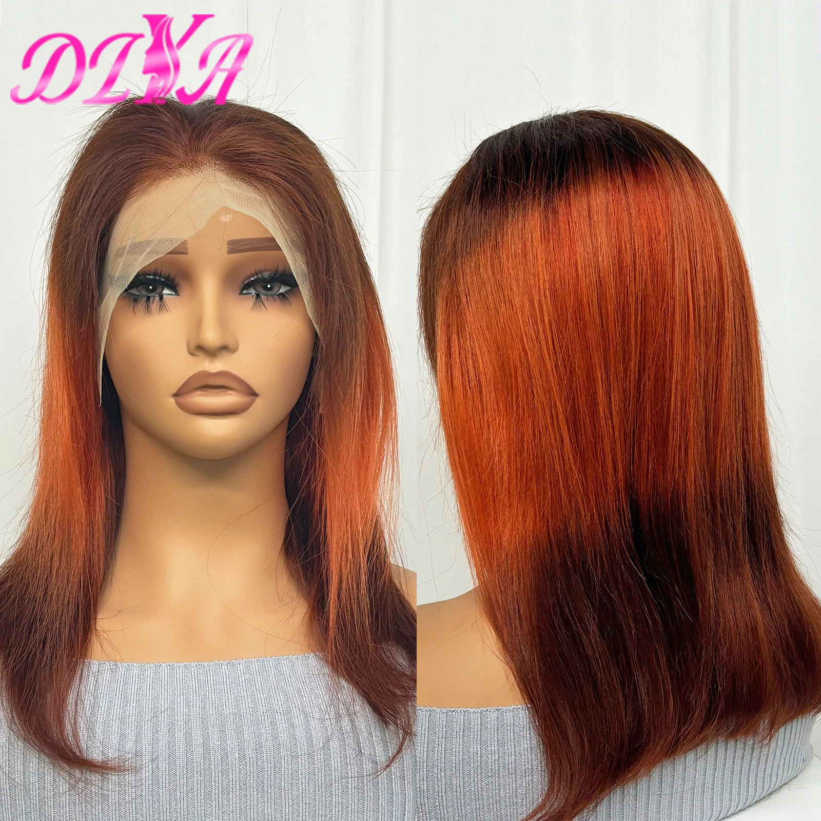 

4/350/4 Colored 200% Density Straight Bob Remy Human Hair Wigs for Black Women 13x4 Transparent Lace Frontal Short Bob Hair Wig