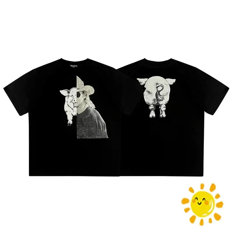 

24SS New Top Version Top Quality Splicing Pattern Print Oversized Enfants Riches Deprimes T Shirt Men Women Casual Top Black T