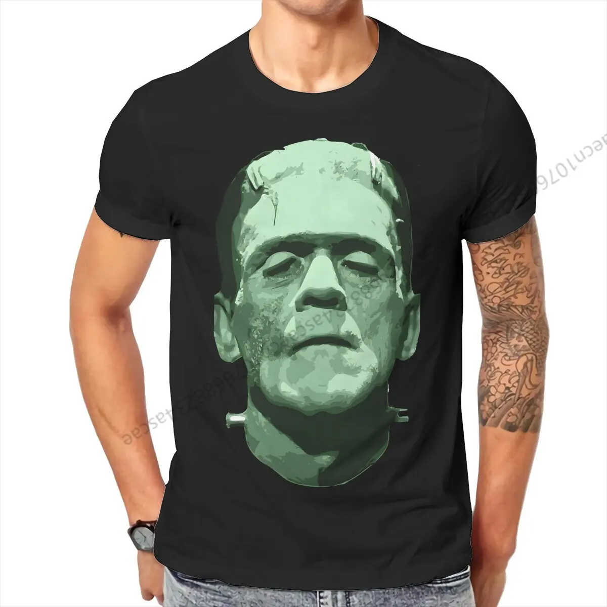 Cool Monster Face Frankenstein Men T Shirt O-Neck TShirt Cotton Clothing