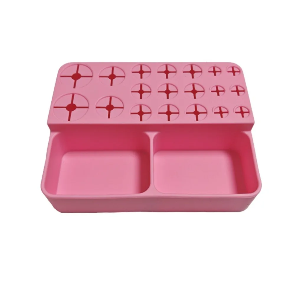 Porte-brosse de maquillage multi-grille, matériau en Silicone, étagère de bureau, présentoir de crayons à sourcils, boîte de tri, rangement de papeterie