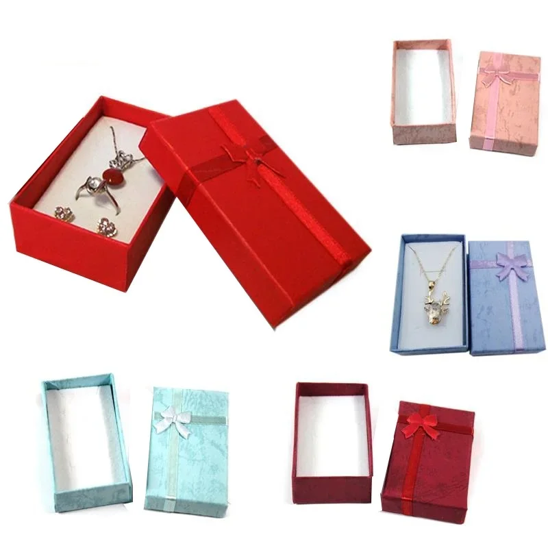 

16Pcs/lot Colorful Paper Pendant Jewelry Package Box Silk Ribbon Ring Earring Necklace Jewelry Organizer Holder Box 5*8*2.5cm