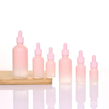 Wholesale 10ml 50ml 100ml gradient pink dropper glass bottle fine oil bottle light avoidance glass cosmetic separate bottling