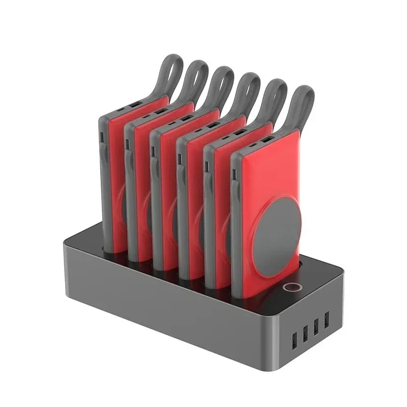 Power Bank Station 6pcs 10000mAh Wireless Cell Phone Charger with Cable Type C Rental Power Bank Docking Station